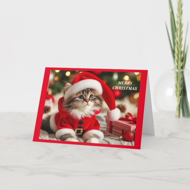 Merry Christmas Cat Holiday Card (Front)