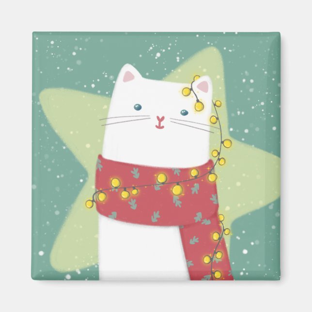 Merry Christmas: Cat Illustration Magnet (Front)