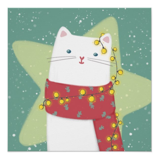 Merry Christmas: Cat Illustration Poster (Front)