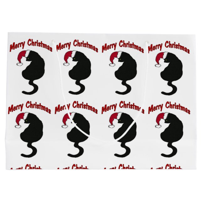 Merry Christmas Cat Large Gift Bag (Back)