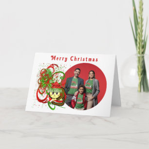 Merry Christmas Cat Paint Splat Swirlies - Holiday Card