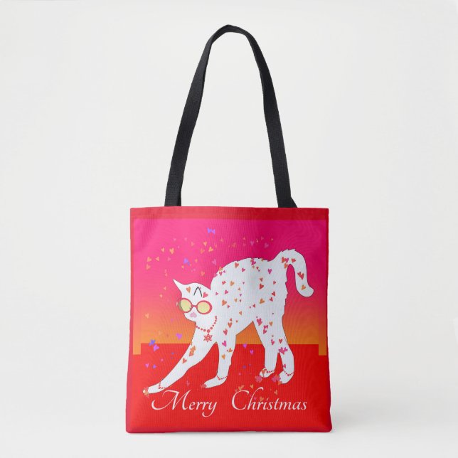 Merry Christmas Cat  Tote Bag (Front)