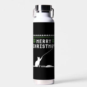 Merry Christmas Cat Ugly Sweater Water Bottle