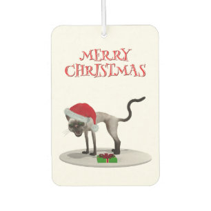 Merry Christmas. Cat with Santa hat Air Freshener