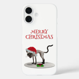 Merry Christmas. Cat with Santa hat iPhone 16 Case