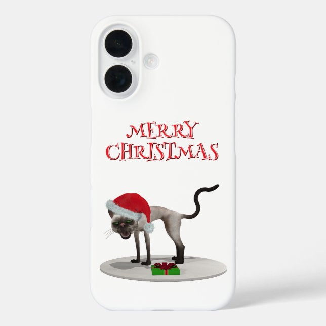 Merry Christmas. Cat with Santa hat Case-Mate iPhone Case (Back)