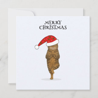 Merry Christmas cat yoga Holiday Card
