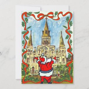 Merry Christmas Cathedral Santa Holiday Card