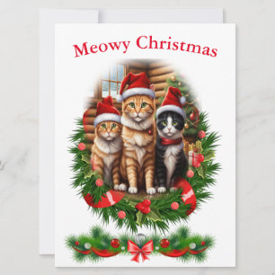 Merry Christmas cats Animals Invitation