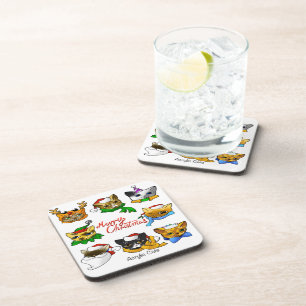 Merry Christmas Cats Coaster