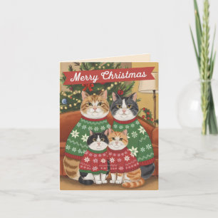 Merry Christmas Cats Family Card