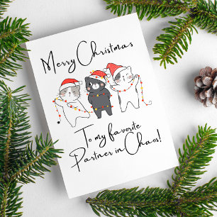 Merry Christmas Cats Funny Quotes For Friends  Holiday Postcard