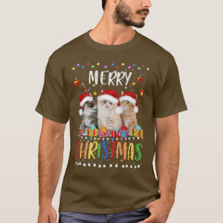 Merry Christmas Cats s Santa Hat Xmas Lights  T-Shirt
