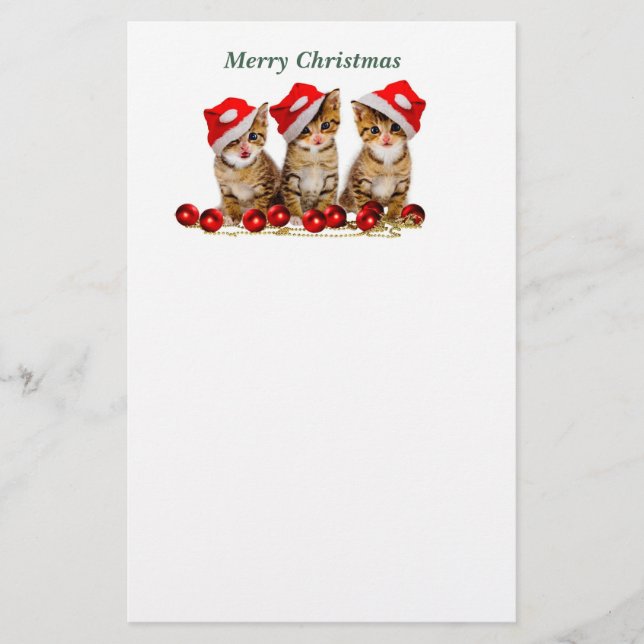 Merry Christmas Cats Stationery (Front)