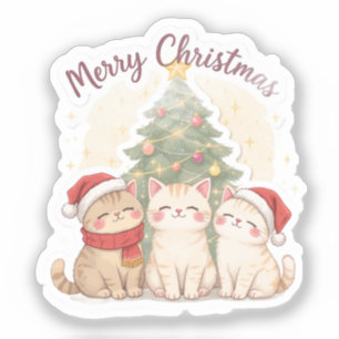 Merry Christmas Cats Sticker