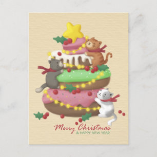 Merry Christmas: Cats & Sweets Illustration Postcard