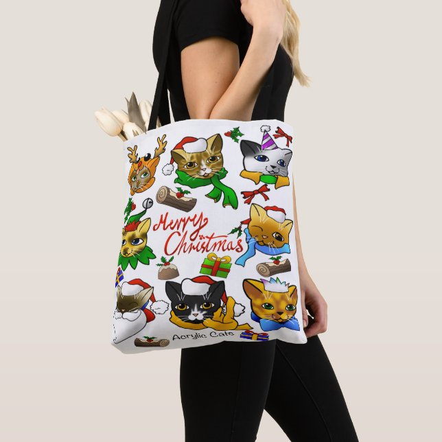 Merry Christmas Cats Tote Bag (Close Up)