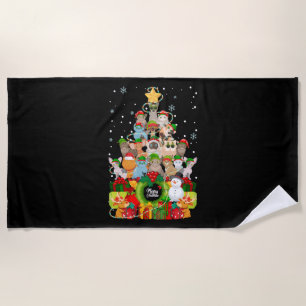 Merry Christmas Cats Tree Xmas Cat Beach Towel