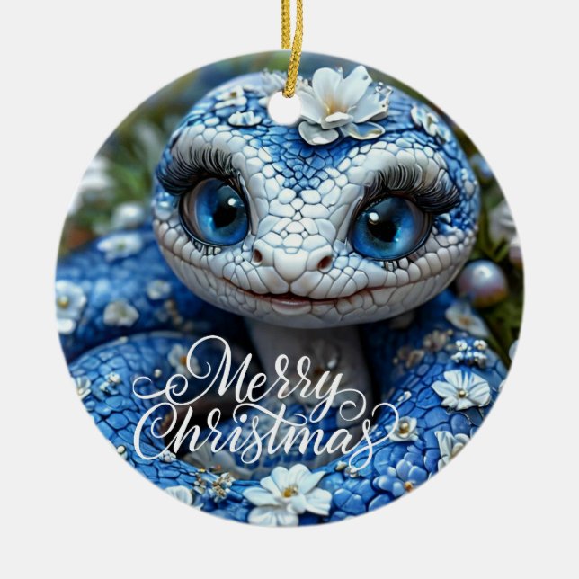 Merry Christmas Ceramic Circle Ornament (Front)