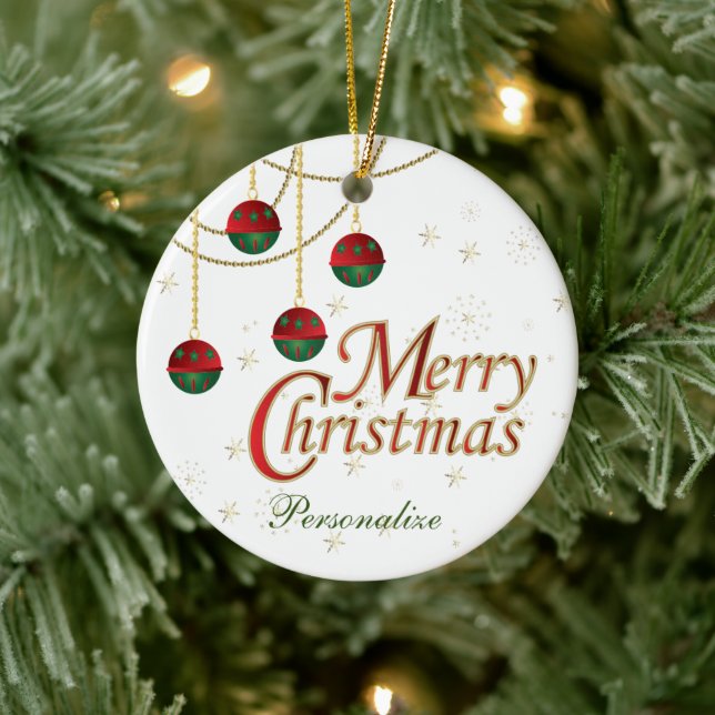 Merry Christmas Ceramic Ornament (Tree)
