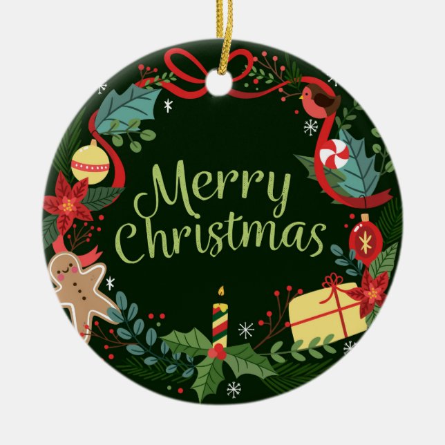 Merry Christmas Ceramic Ornament (Front)