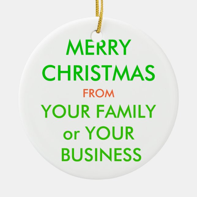 MERRY CHRISTMAS, CERAMIC ORNAMENT (Front)