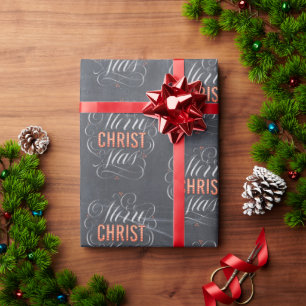 Merry CHRISTmas Chalk Christian Christ Calligraphy Wrapping Paper