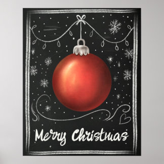 Merry Christmas Chalkboard Customizable Festive Poster