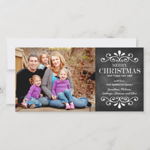 Merry Christmas Chalkboard Holiday Photo Card