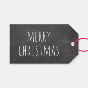Merry Christmas. Chalkboard modern winter holiday Gift Tags
