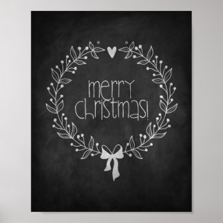 Merry Christmas Chalkboard Poster