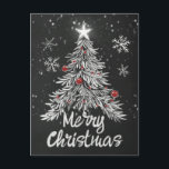 Merry Christmas Chalkboard Rustic Home Decor Postcard<br><div class="desc">Celebrate the holiday season with this elegant "Merry Christmas" postcard, featuring a beautifully illustrated Christmas tree adorned with red ornaments and snowflakes. Perfect for sending warm wishes to family and friends, this festive postcard adds a touch of seasonal joy to any mailbox. Whether used as a thoughtful greeting or a...</div>