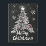 Merry Christmas Chalkboard Rustic Home Decor Postcard<br><div class="desc">Celebrate the holiday season with this elegant "Merry Christmas" postcard, featuring a beautifully illustrated Christmas tree adorned with red ornaments and snowflakes. Perfect for sending warm wishes to family and friends, this festive postcard adds a touch of seasonal joy to any mailbox. Whether used as a thoughtful greeting or a...</div>