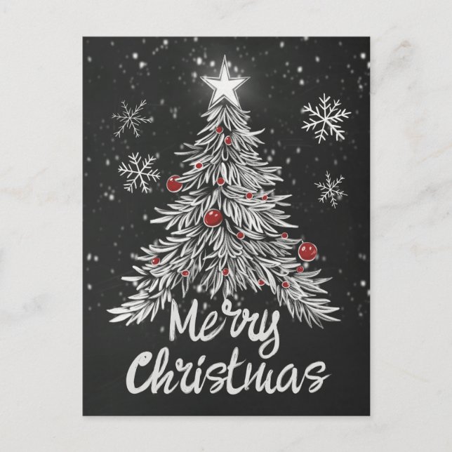 Merry Christmas Chalkboard Rustic Home Decor Postcard (Front)