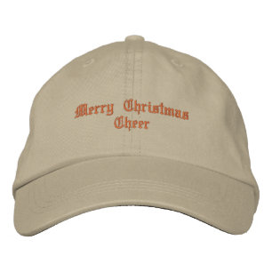 Merry Christmas Cheer Khaki Colour Printed text Ev Embroidered Hat