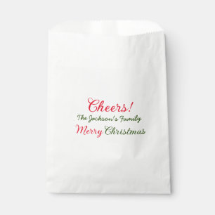 merry christmas cheers add family name text photo favour bag