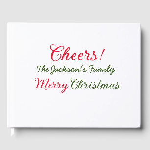 merry christmas cheers add family name text photo guest book