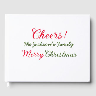 merry christmas cheers add family name text photo guest book