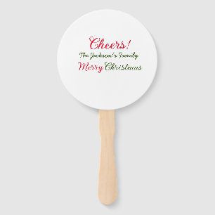 merry christmas cheers add family name text photo hand fan