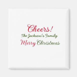 merry christmas cheers add family name text photo magnet