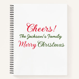 merry christmas cheers add family name text photo notebook