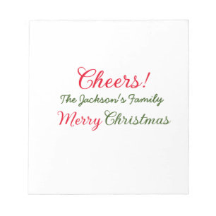 merry christmas cheers add family name text photo  notepad