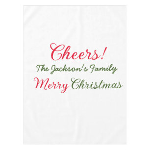 merry christmas cheers add family name text photo tablecloth