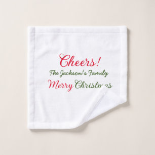merry christmas cheers add family name text photo  wash cloth