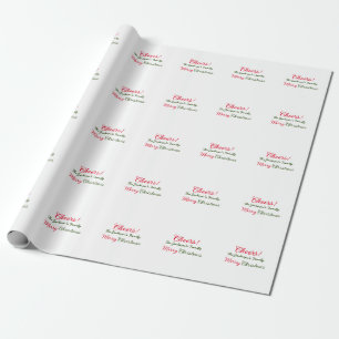merry christmas cheers add family name text photo wrapping paper