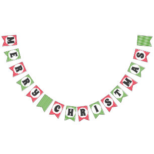 Merry Christmas chevron stripes design Bunting Flags