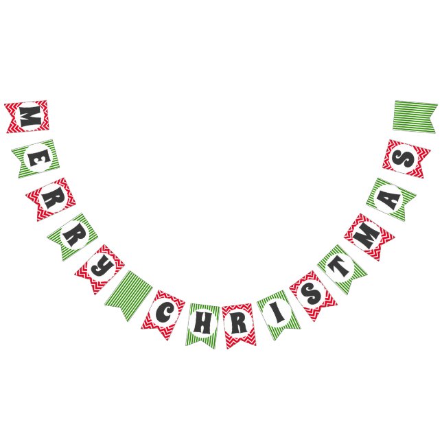 Merry Christmas chevron stripes design Bunting Flags (All)