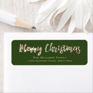 Merry Christmas Chic Green and Gold Script