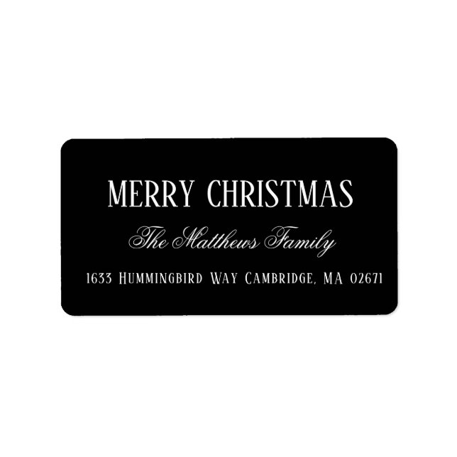 Merry Christmas Chic Hand Lettered Holiday Label (Front)