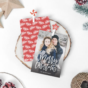 Merry Christmas Chic Hand Lettered Holiday Photo Card
